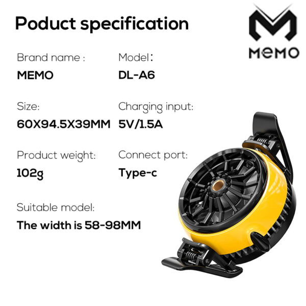 MEMO DL-A6 Mobile Cooling Fan | Advanced Semiconductor Radiator for PUBG, COD, and Mobile Gaming - Image 4