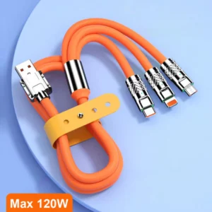 3 in 1 Fast Cable 120W BYZ Liquid Soft Silicon | 1.2 Meter