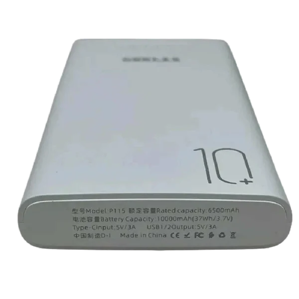 GERLAX P115 10000mAh Slim Lithium Power Bank | Fast Charging & Dual Output - Image 3